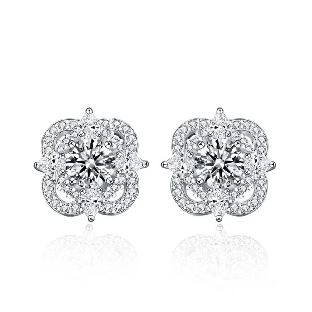Certified 1ct. t.w. Diamond Elegant Earrings 18k White Gold over Italian Silver